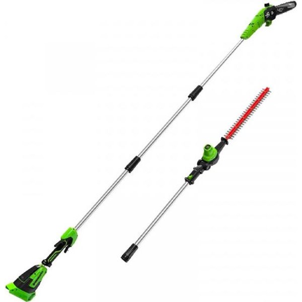 Greenworks G40PSH (2 в 1) — высоторез + кусторез 2 в 1, шина 24,5 см / лезвие 51 см